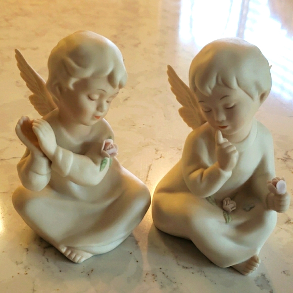Vintage 1991 Mizuno signed Homco porcelain angels